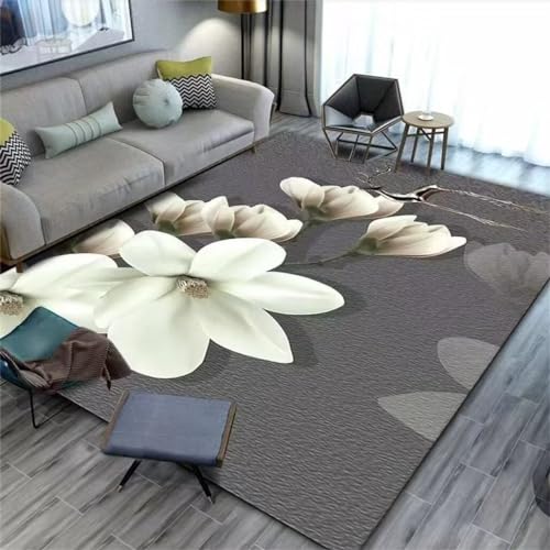 Tapis doux pour salon à sticker de fleurs 3D format long