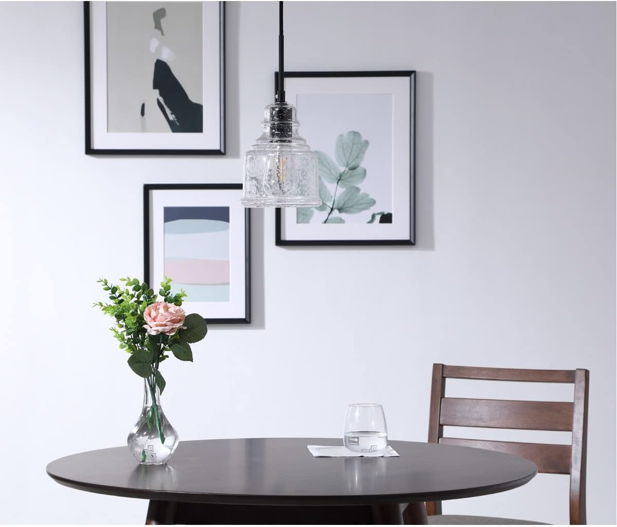 Pierce 1-Light Mid-Century Metal Pendant in Black and Clear
