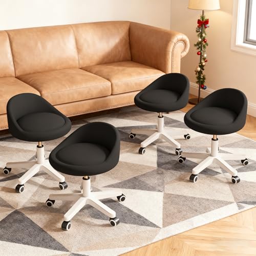Rolling Stool Set of 4 Ergonomic Swivel Seat
