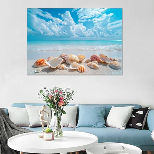 Cuadro sobre lienzo moderno y enmarcado, lienzo de playa con acabado impecable 3