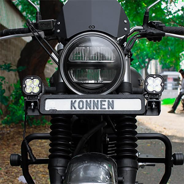 Image of Fog Lamp Mount Compatible with RE Bullet | Hunter 350 | Interceptor 650 | GT 650 | Honda H'Ness CB350 | Yamaha FZ (Black) (Pack of 1)