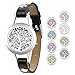 JewelryWe Schmuck Ätherisches Öl Armband Edelstahl Baum des Lebens Locket Medaillon Aromatherapie Aroma Öle Parfum Diffusor Echtleder Leder Armreif mit 8 Pads Schwarz