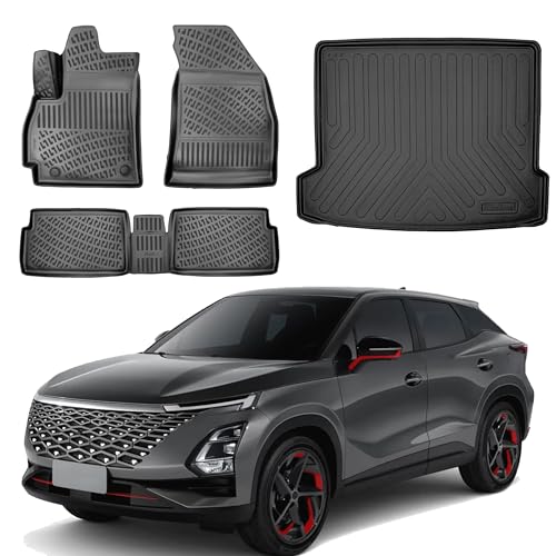 Floor Mats & Cargo Liner Set for Chery Omoda 5 2022-2024 | Black TPE All Weather Custom Fit Floor Liner for 1st 2nd Rows and Trunk Car Mats