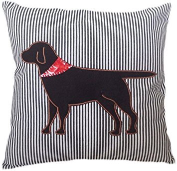 HOMETALE Dog Applique with Striped Background Decorative Throw Pillow Cover 18