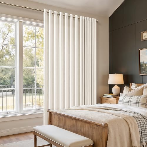 Image of Patio Sliding Glass Door 72x96 Inch Linen Curtains Ivory 1 Panel