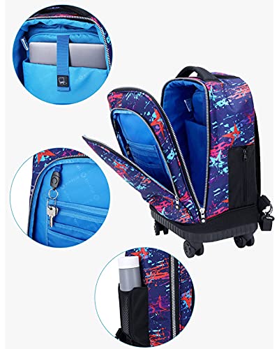 Rollende rugzak Bagage voor kinderen/kinderen Handbagage Trolley Rugzak Koffer met groot wiel, lichtgewicht waterdichte nylon bagage voor kinderen Jongens Meisjes Leerlingen Basisschoolleerlingen Sc - Image 7