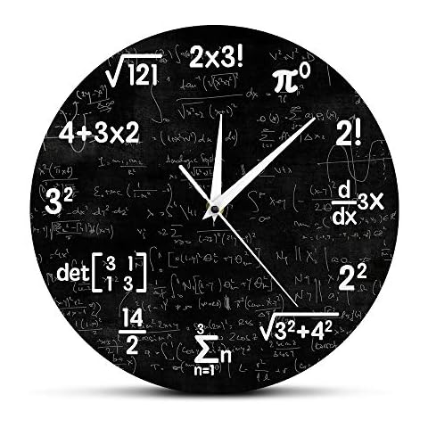 The Geeky Days Math Equations and Notations Mathematics Chalkboard Geek Battery Operated Wall Clock Silent Non-Ticking Quartz Clock Educational Gifts for Kids Teachers School Classroom Decor,12inches Cover