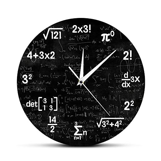 The Geeky Days Math Equations and Notations Mathematics Chalkboard Geek Battery Operated Wall Clock Silent Non-Ticking Quartz Clock Educational Gifts for Kids Teachers School Classroom Decor,12inches