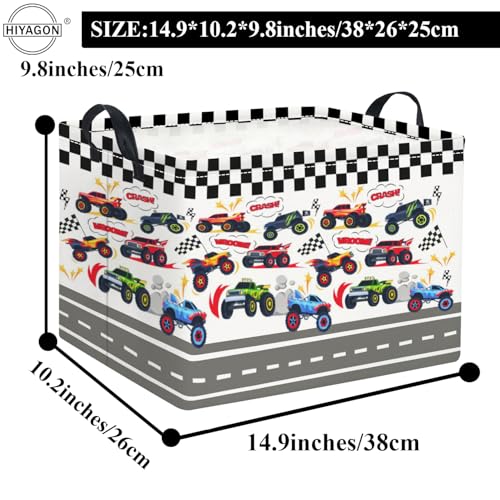 Image of Rectangular Kids Basket Baby Girl Basket Fabric Storage Bin Organizer Box Room Decor(Racing Car)