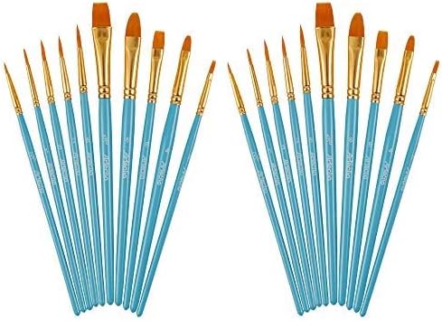 Artecho Paint Brushes Set, Art Brushes for All Levels and Purpose Watercolor Oil Acrylic Gouache Painting, Premium Nylon Hairs (20Pcs)