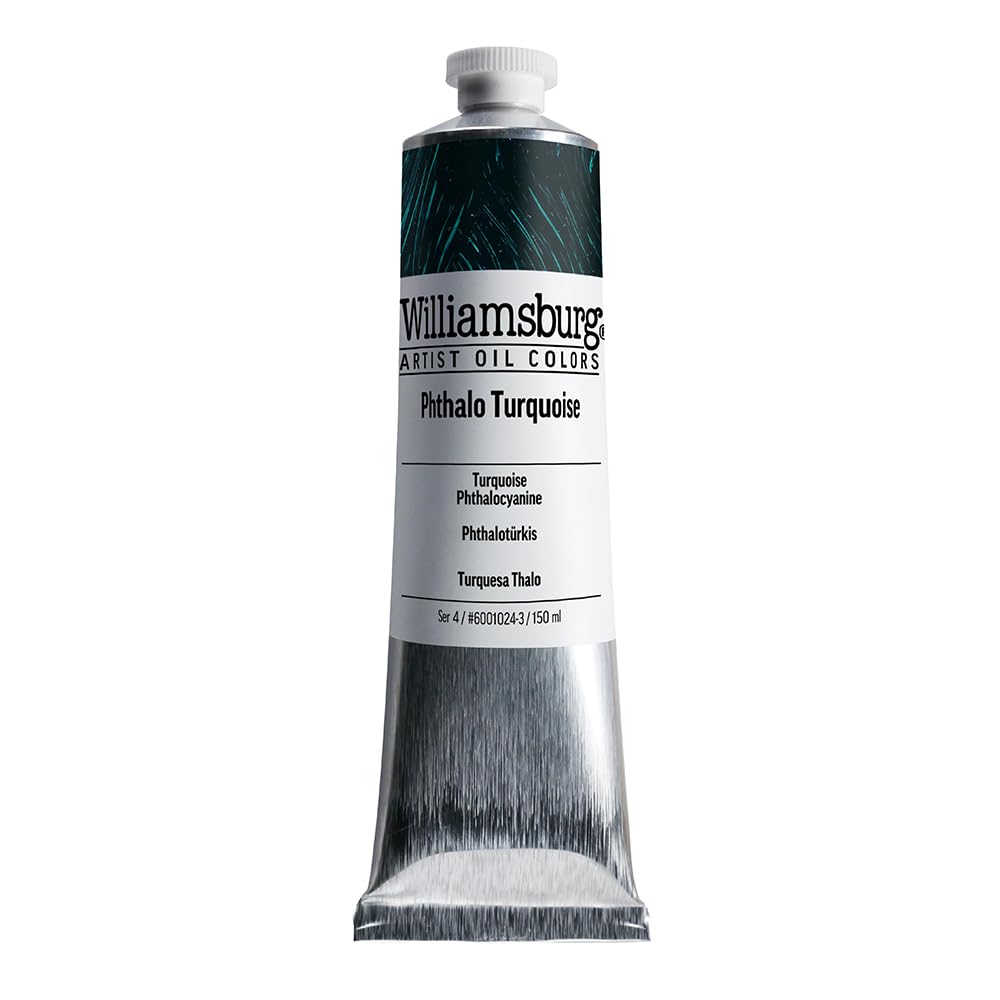 Williamsburg Artist Oil Colors by GOLDEN, Phthalo Turquoise, 150 ml tube, Professional Oil Paint, Transparent