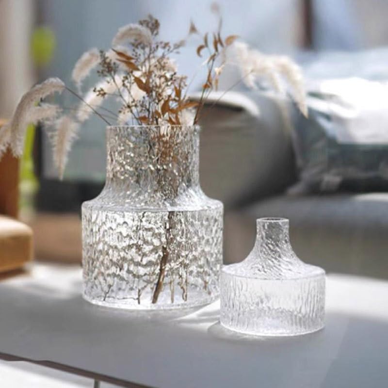 Jarrón Jarrón de Vidrio Transparente Simple con Flores Frescas en Agua, jarrón de Flores Decorativo, Adornos de arreglos Florales de Mesa Jarrón de Cerámica(A)