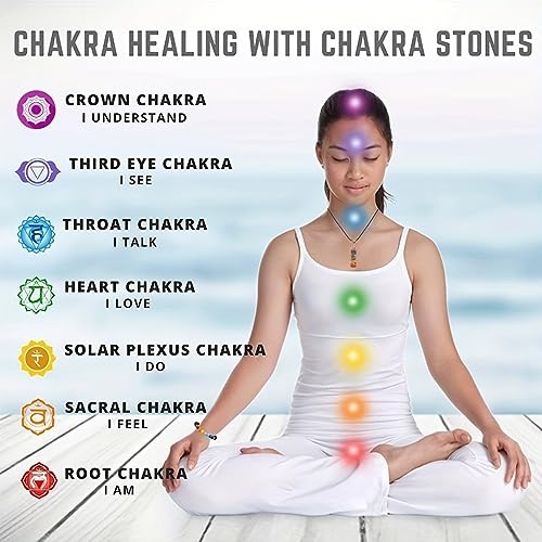 Habysedu Pulsera Arus 7 Chakras Original, Pulsera Arus 7 Chakras, Crystal Stone Holder Necklace, 7 Chakra Bracelet with Real Stones, 7 Chakra Necklace and Bracelet Set for Women & Men (A)4