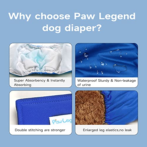 Image of Paw Legend Washable Dog Belly Band Wrap Diapers for Male Dog | High Absorbing Puppy & Doggy Diapers Male (3 Pack,Blue,Aqua,Black,XS)