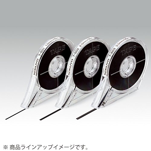 Image of KOKUYO Black Pinstripe Whiteboard Tape, Width 1 /24 Inch (1mm), Length 52 Ft (16m), Dispenser Included, Dry Erase Board Accessories