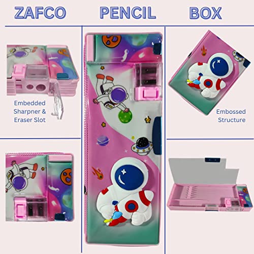 Image of ZAFCO Magnetic Astronaut Pencil Box with Sharpner Large Capacity Space Theme for Kids Boys Girls School Going Children Stationaries Organizer Birthday Return Gift School Supplies (Pack of 1)
