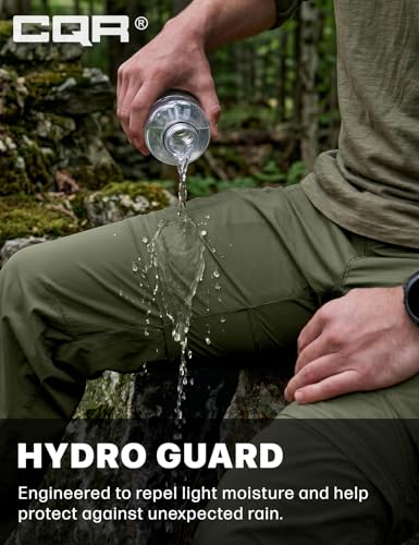 Image of CQR Men's Convertible Cargo Tactical Pants, Water Resistant Outdoor Hiking Pants, Zip Off Lightweight Stretch Work Pants