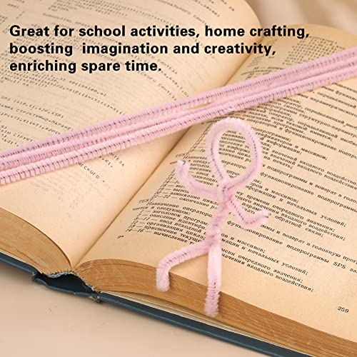 Image of 100 Pieces Pipe Cleaners Bulk Chenille Stem Light Pink Pipe Cleaners | Fuzzy Sticks Pipe Cleaners for Crafts Festival Home Decorations