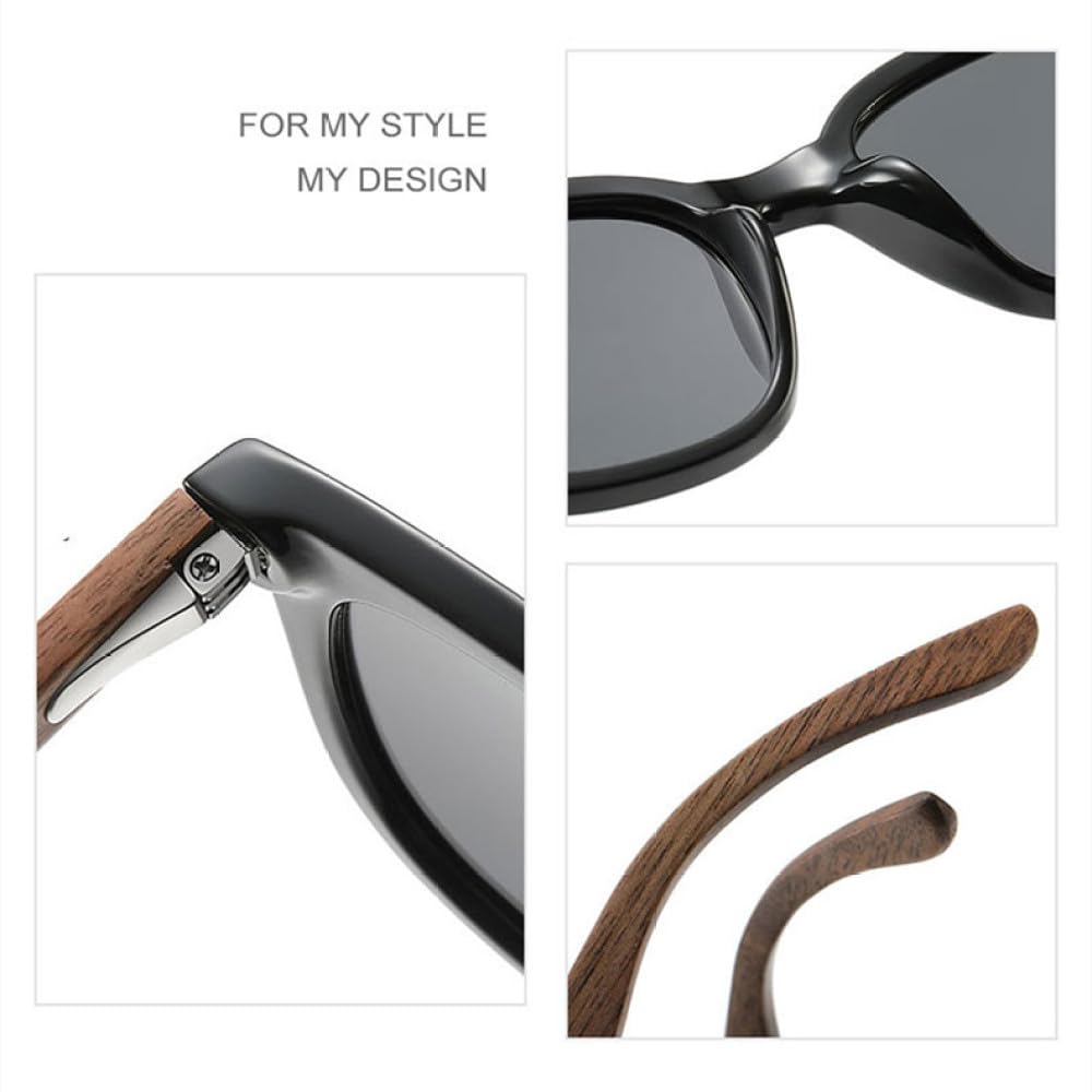 MUTYNE Occhiali da sole polarizzati vintage per donna Uomo Occhiali da sole con montatura in legno di bambù nero Occhiali da sole di lusso UV400