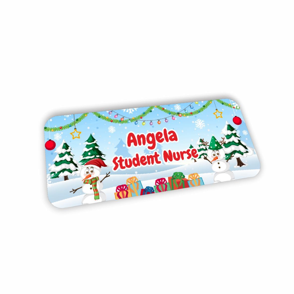 Customised Print Christmas Name badge (02) 76 x 32 mm Student Midwife Doctor GP Healthcare Assistant Nurse Practitioner Clinical Medical