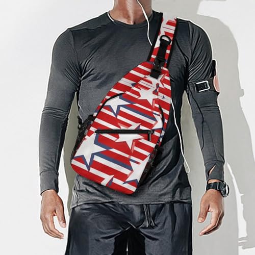 Mochila tipo sling con bandera rayas estrellas blanca miniatura 7
