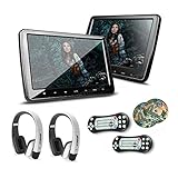 XTRONS® 2X 10.1 Inch Twins HD Digital Touch Button Car Headrest DVD Player Ultra-Thin Detachable New Version IR Headphones Included