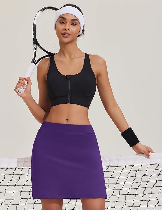 Image of Nora Nico Women's & Girls High Rise Flared Skorts Stretchy Opaque Skater Skirts with Shorts with Side Pocket