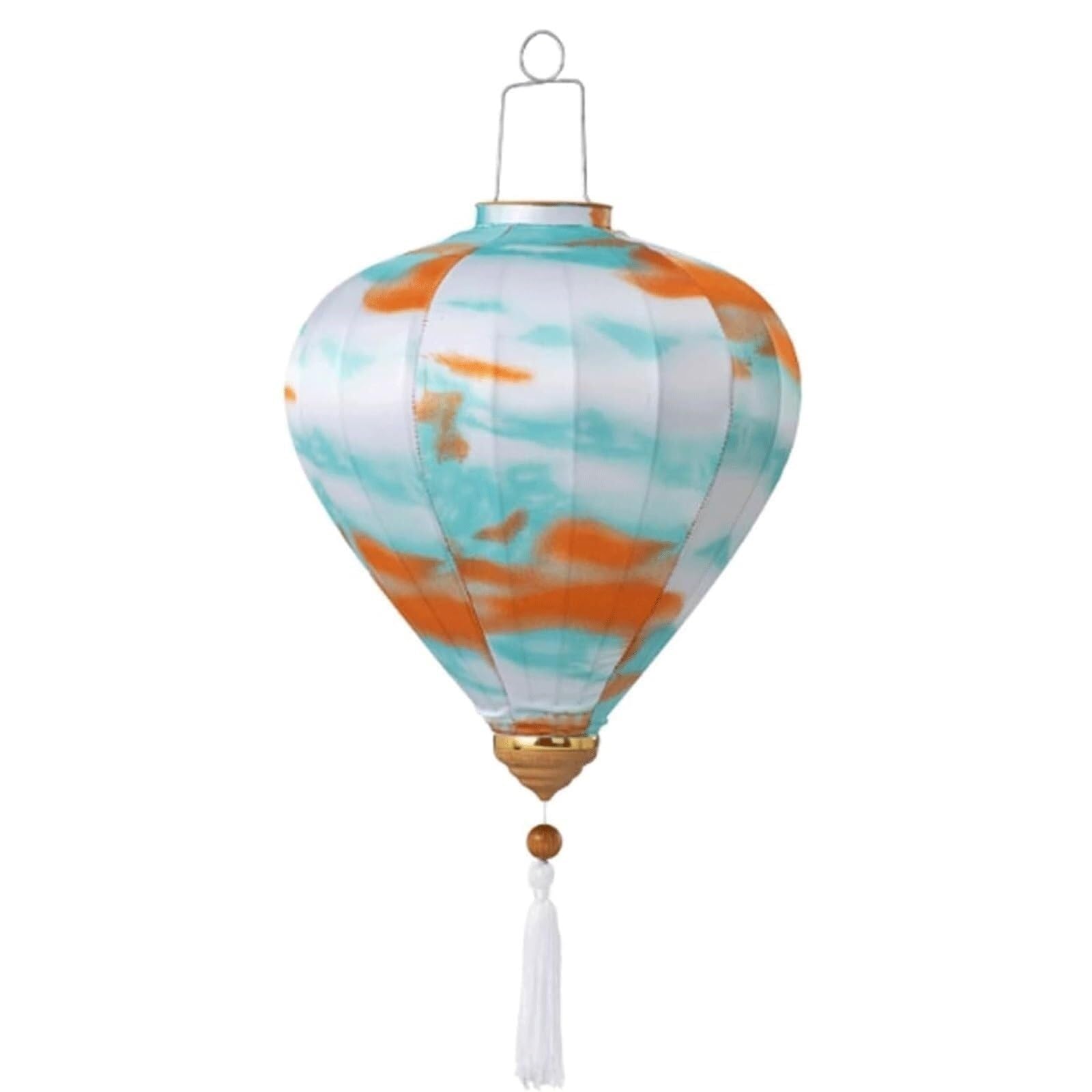 Asian lantern, Chinese Oval Silk Lantern with Tassel Oriental Tie-Dyed Hanging Festival Outdoor Garden Yard Decoration(Green,12 Inch)