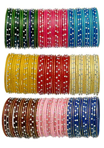 Image of NMII Glass with Plain and Glossy Finished Bangle Set For Women and Girls