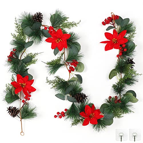 SOMYTING Guirnalda de Navidad, Guirnalda de Abeto Artificial, decoración de Navidad, Planta Artificial, Adornos de ratán, decoración para Chimenea