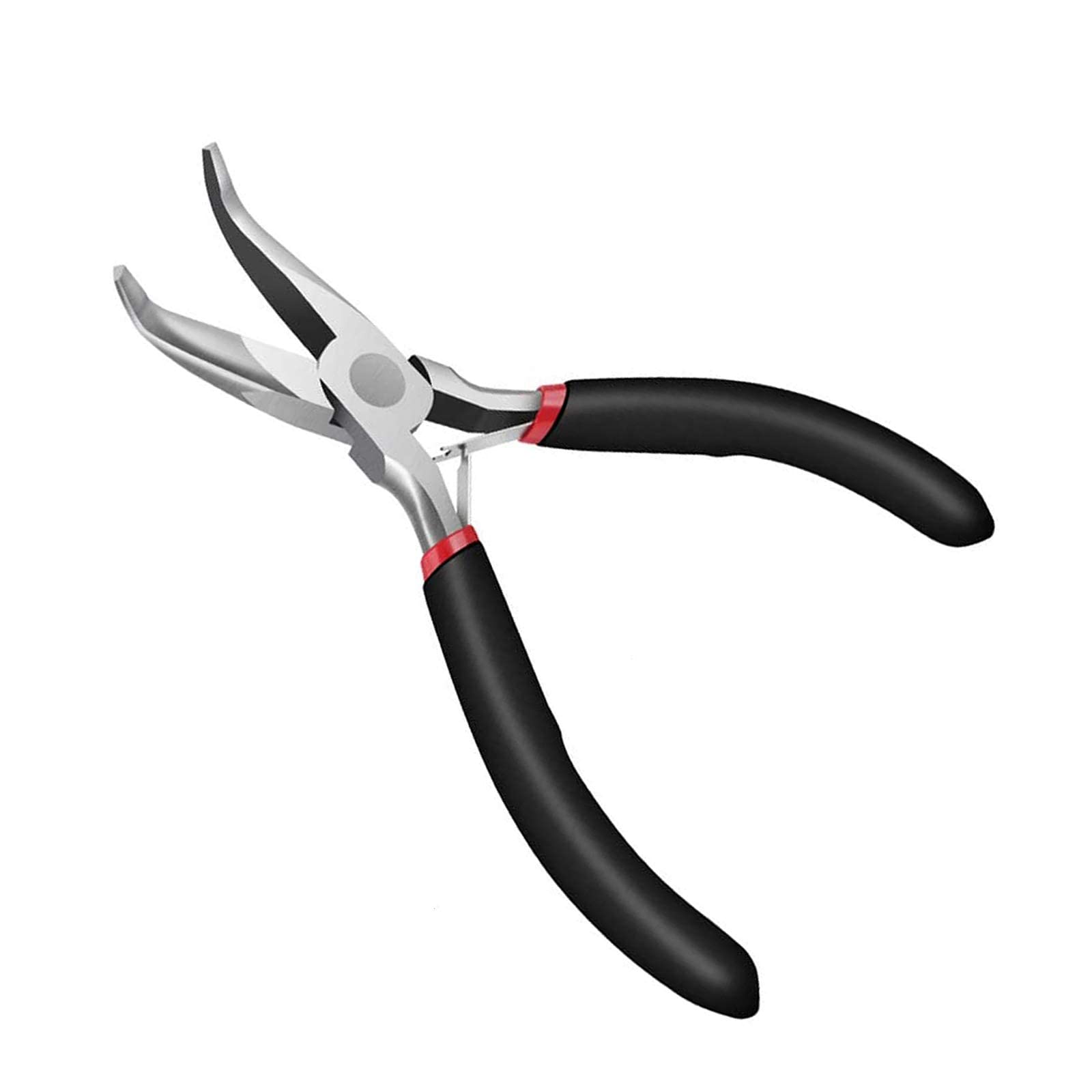 FENGWANGLI Bent Chain Nose Pliers for Jewelry Making Crafting Repair, 5 Inch, Black