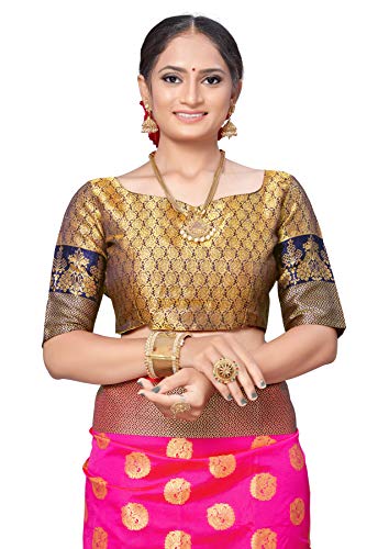 Image of AKHILAM Women's Kanjivaram banarasi silk Woven Design Saree With Unstitched Blouse Piece Saree With Un-Stiched Blouse