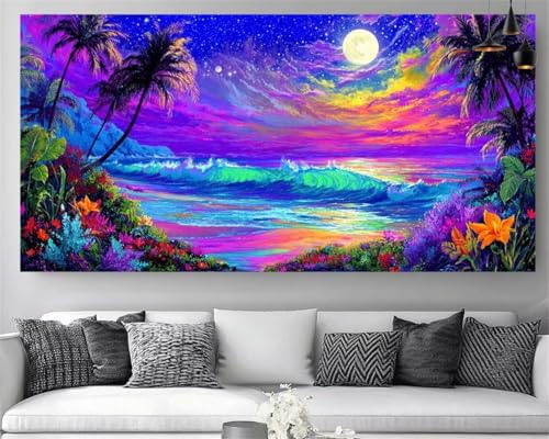 Peinture Diamant Mer XXL 50x100cm : Kit Broderie Strass 5D Complet