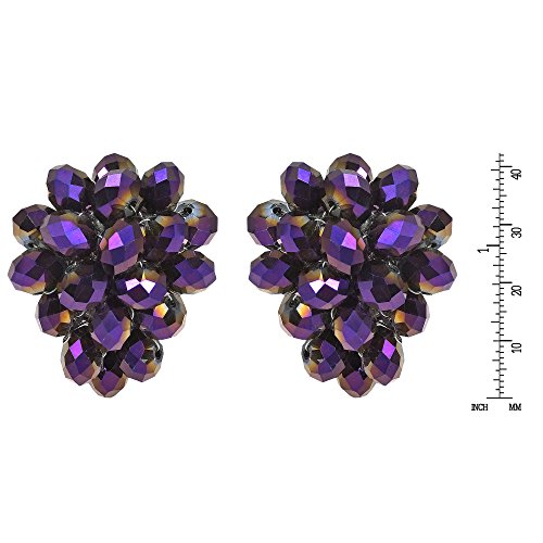 Aeravida Royal Forest Purple Fashion Crystal Grape Base Metal Clip On Earrings | Classic Sterling Silver Cuff Earrings For Women | Gift For Daughter, Mother’s Day, Statement Fashion #TOP3