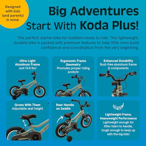 Image of Retrospec Koda Plus Kids Bike for Boys & Girls Ages 2-3 Years - 12 inch Children's Bicycle, Adjustable Seat & Handlebars, Removable Training Wheels, Front Hand Brakes, Rear Coaster Brake & Safety Bell