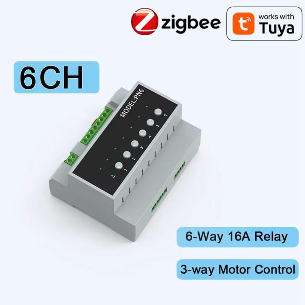 Tuya Smart Zigbee 6CH Relais Schaltmodul Zur Fernbedienung Von Geräten, Unterstützt 3-Wege-Motorsteuerung
