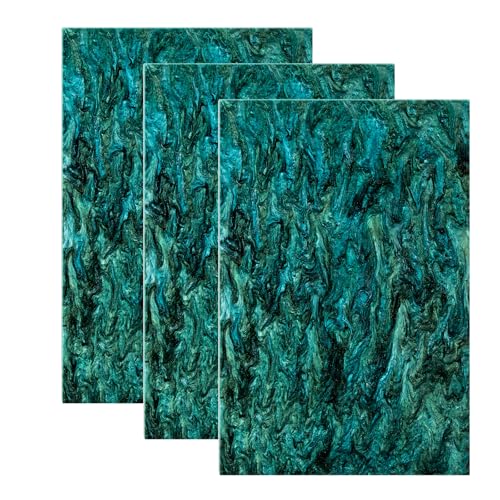 Image of TOEPODO Pearlescent Marble Acrylic Sheets 1 /8 inch Glitter Cast Opaque Plexiglass Sparkly Swirl Acrylic Panels for Laser Cutting Engraving DIY Crafts /Home Deco (3, Black Green, 8x12 Inch)