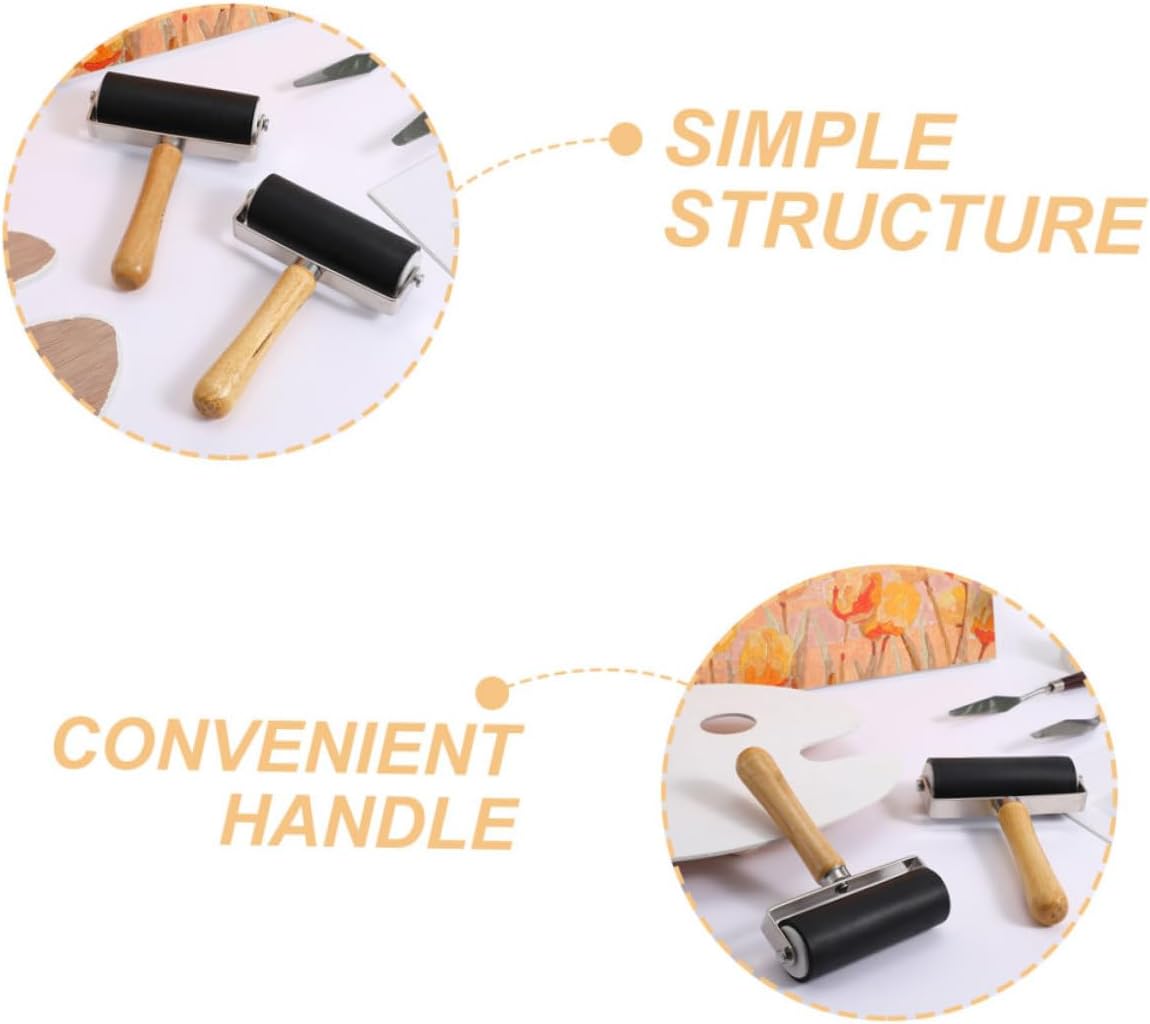 Housoutil 4pcs DIY Stamp Rollers for Crafting Speedball Ink Painting Printing Screen Printer
