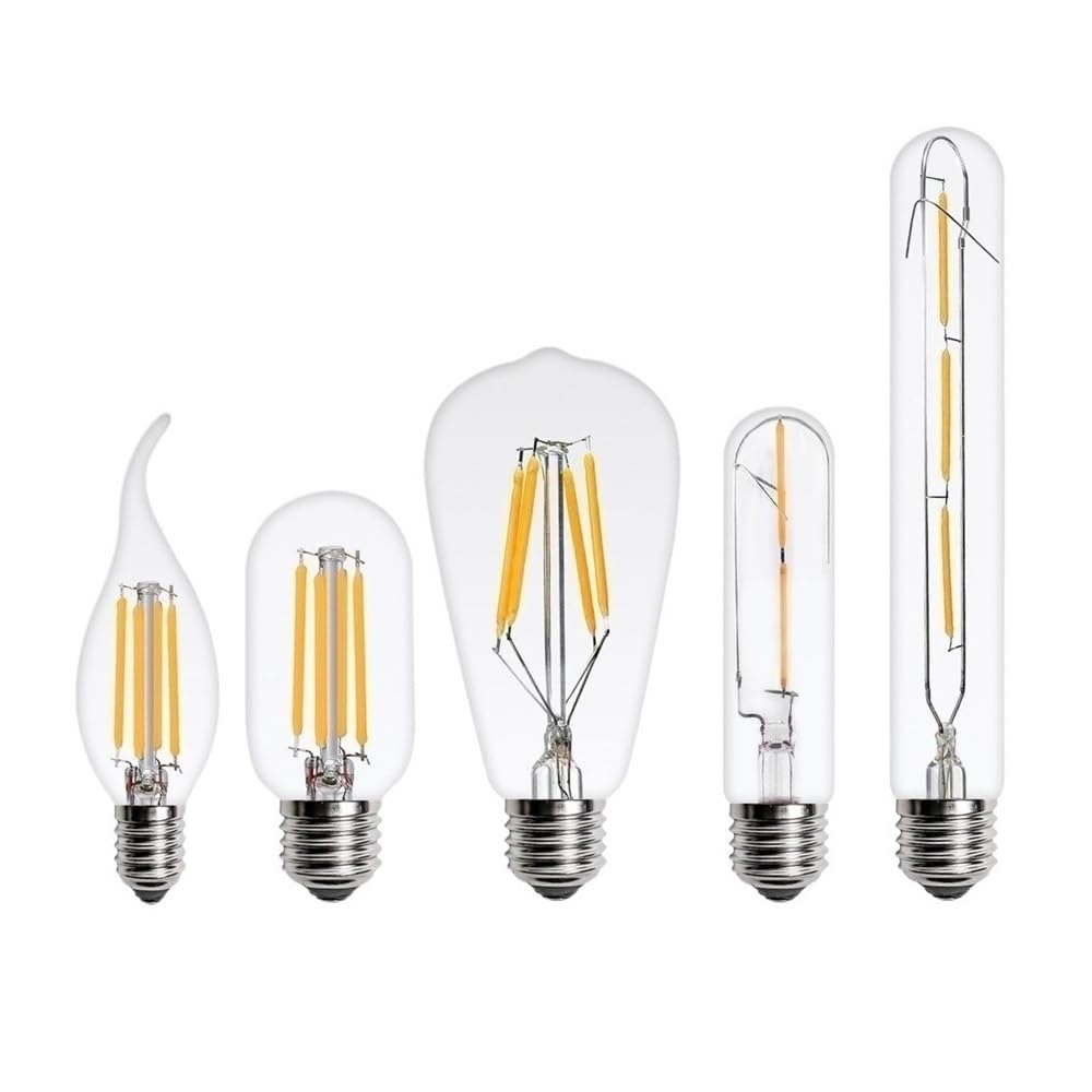 YSJX lighting, Paquete de 6 bombillas de filamento LED E27/E14 AC220V 2W 4W 6W 8W lámpara LED Edison luz de cristal de vela Retro Vintage(E27 G95 8W)