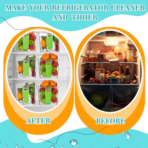 Image of Havawish Ice Storage Bin and Flexible Scoop Set Plastic Freezer Bin with Pull Out Handle Storage Bucket Clear for Container with Scoop(Green,10.83 x 4.92 x 4.33 in,Classic)