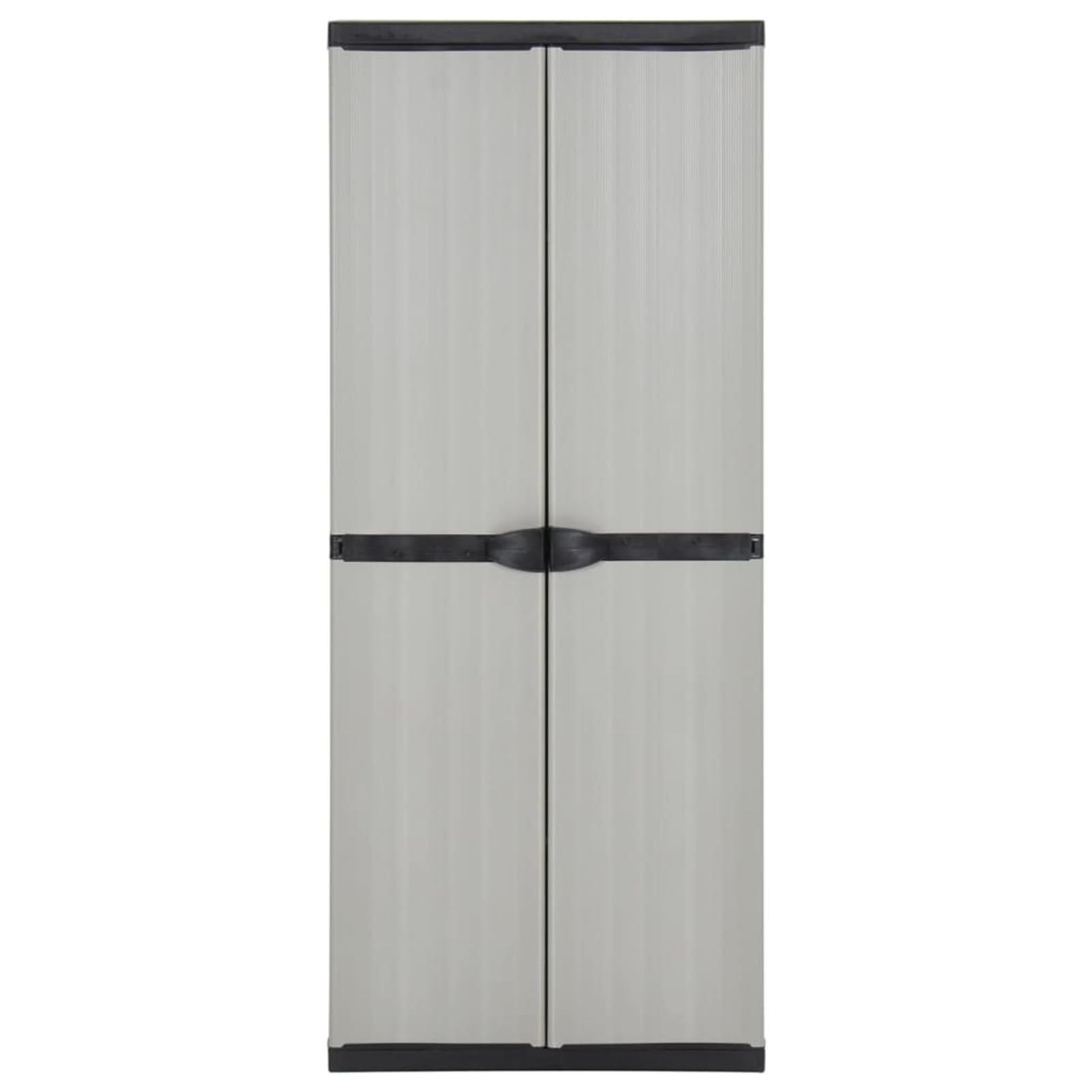 Swpsd Outdoor Storage Cabinet with 3 Shelves, PVC and PP Patio Cabinet, Grey and Black, 68x40x168 cm, Lockable Garden Cabinet for Balcony, Patio, and Garden Organization 340983