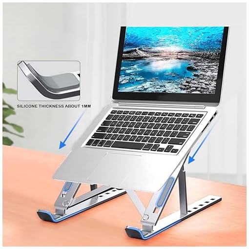 LITEPRO 7 Angles Adjustable Aluminum Ergonomic Foldable Portable Tabletop Laptop/Desktop Riser Stand Holder Compatible for MacBook, HP, Dell, Lenovo & All Other Notebook (Silver)