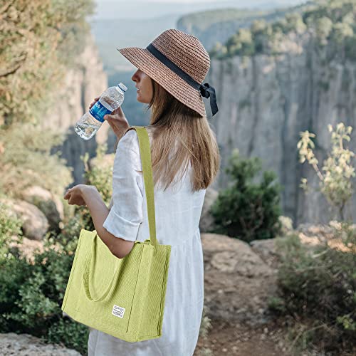 Image of Valleycomfy Corduroy Tote Bag for Women Travel Crossbody Bag Purse Women Shoulder Bags Work Handbags Everyday Hobo Bag