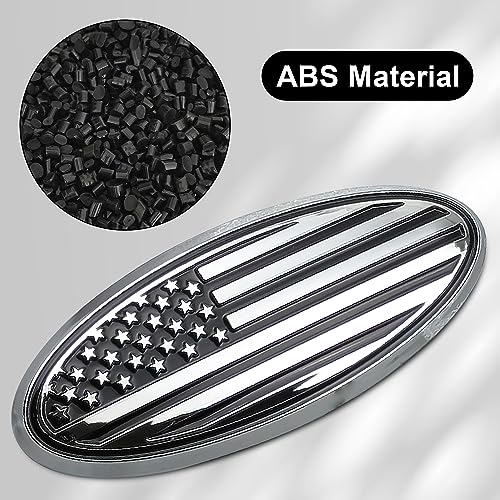 Image of Rear Tailgate Overlay Flag Emblem, 5 inch American Flag Badge Fits for Ford Bronco Sport 2020 2021 2022 2023 (Silver)