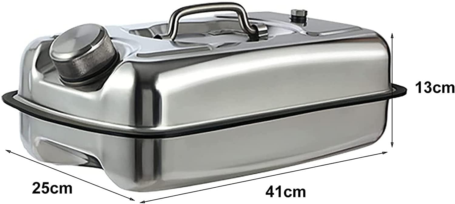 Bidón de gasolina de Metálico Recipientes gasoli Portátil 5L, 10L Tanque de combustible for automóvil de motocicleta Jerry Can Spare 304 Contenedor de gas de gasolina de acero inoxidable Combustible a
