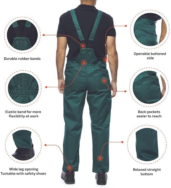 Work Bib and Brace Overalls, Overalls Men, Bib and Brace Dungarees Mens, Made in EU, Mazalat Protective Coverall, S -3XL Size - Made in EU - Work Trousers for Man, Lots of Colors
