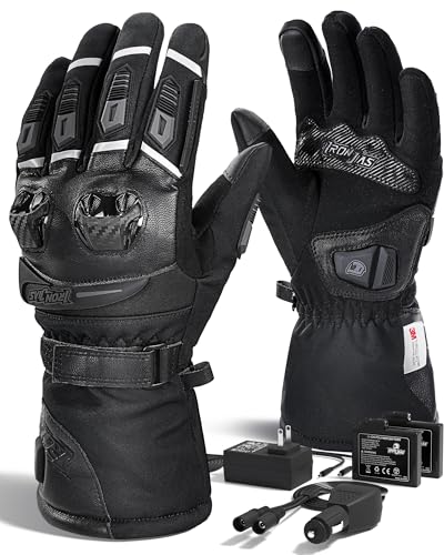 Grapelet 2024 Upgrade Heated Motorcycle Gloves for Men Women with 2500mAh Rechargeable Batteries