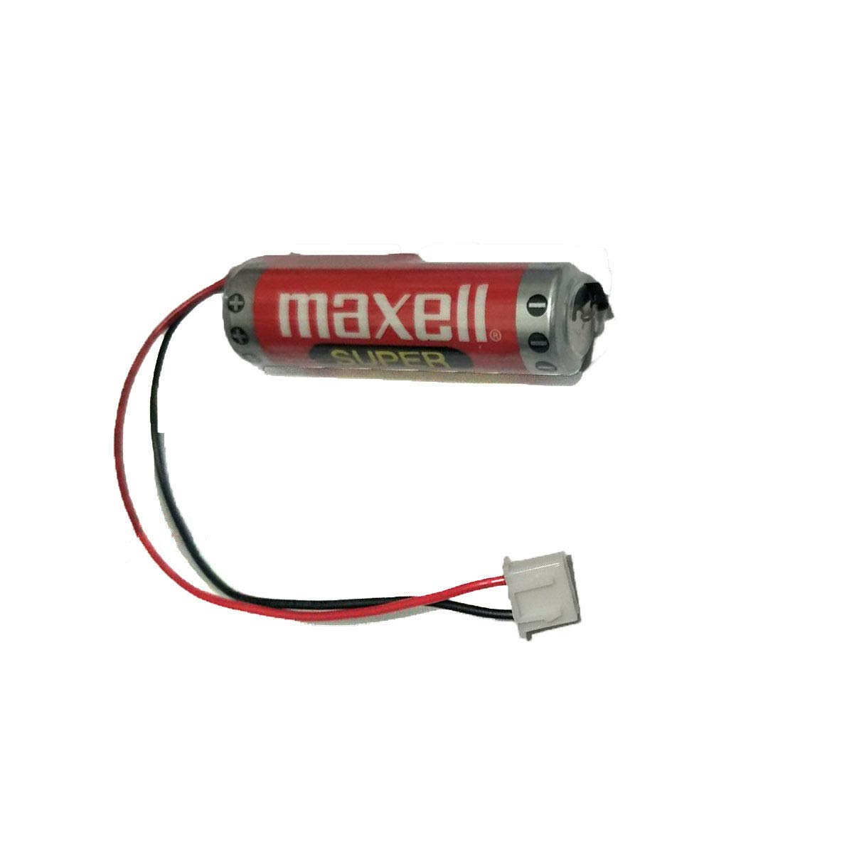 2 Pack PLC Battery Replacement for FX PLC with Plug MAXELL ER6C AA 3.6V 1800mAh F2-40BL
