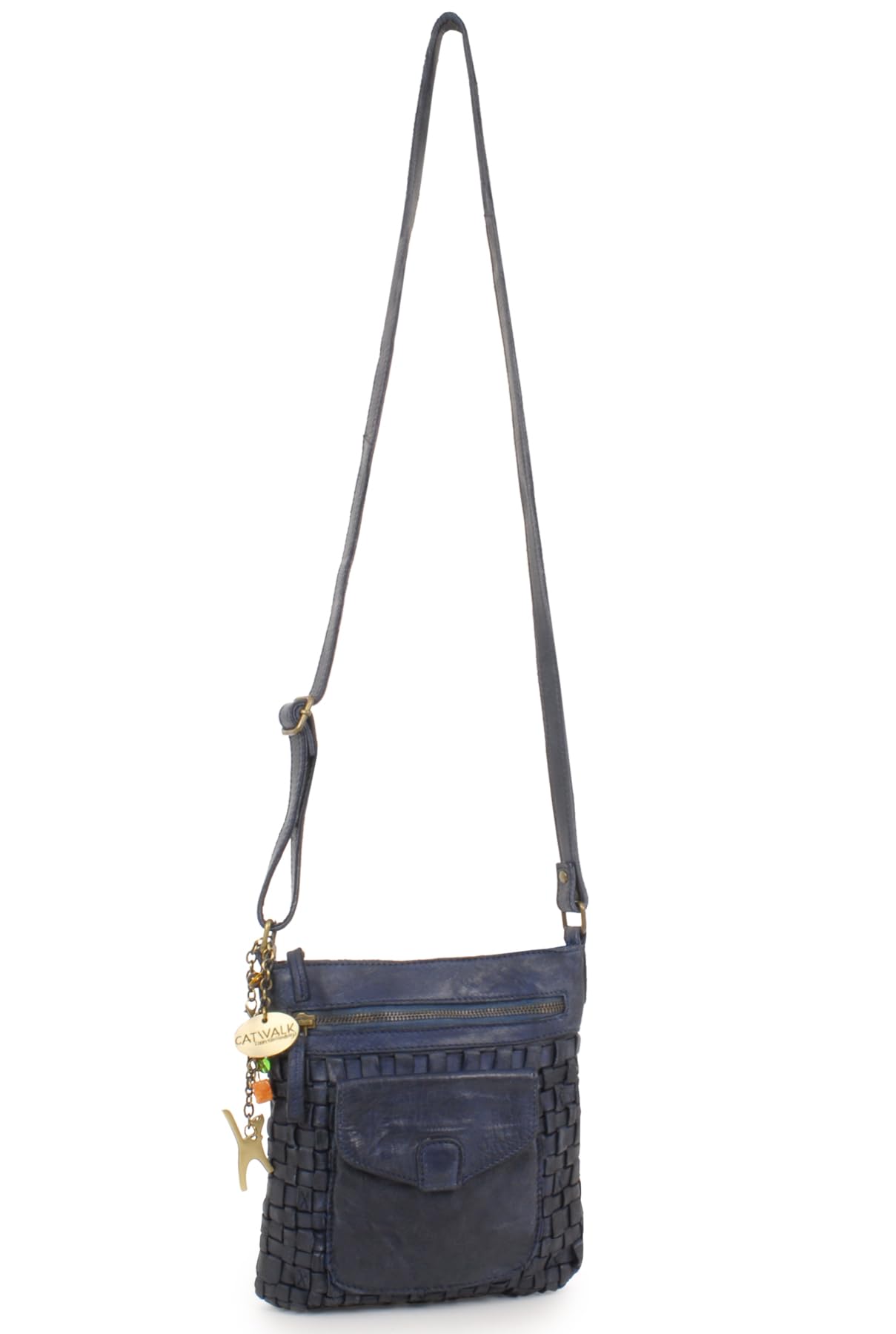 Catwalk Collection Handbags - Borsa a Tracolla Piccola in Pelle Intrecciata - Borsetta Donna - Borsa a Mano con Tracolla Regolabile - Simona