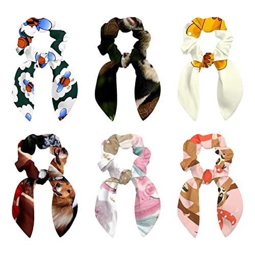 Élastiques à cheveux longs lot de 6 avec nœud panda animal pour les filles et les femmes
